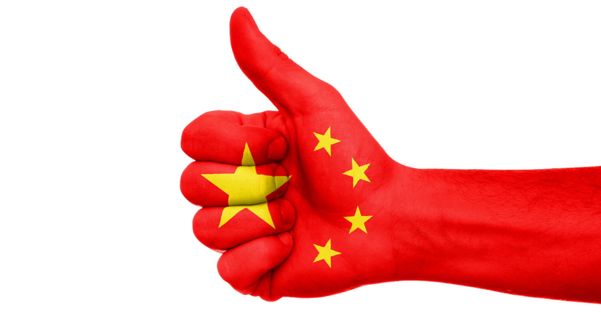 Les pouces du drapeau chinois - un geste de la main